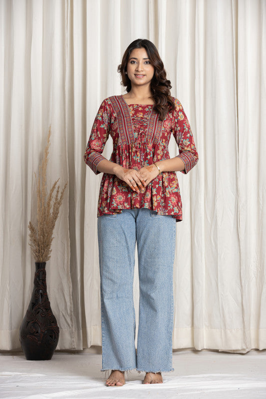 SANGAKURTI Burgundy Tops