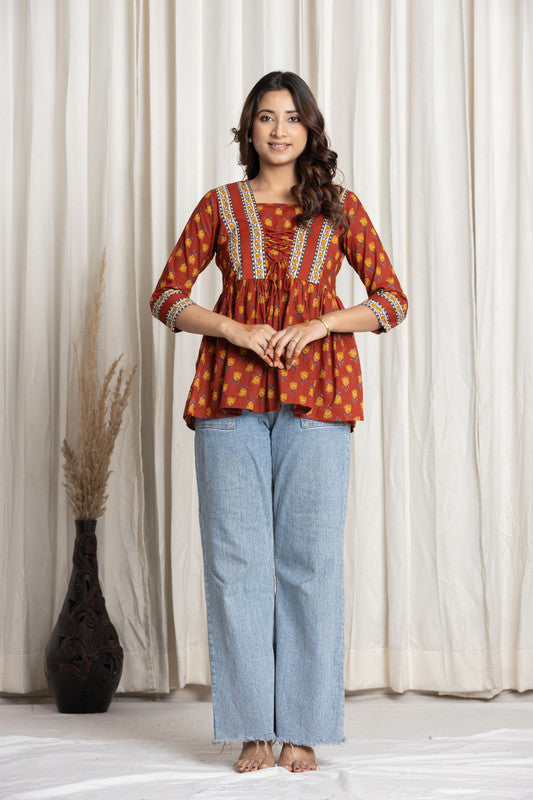 SANGAKURTI Maroon Tops