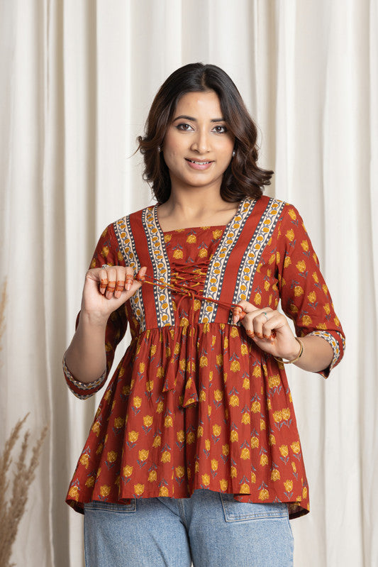 SANGAKURTI Maroon Tops