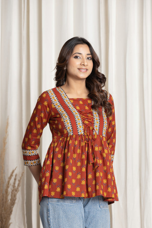 SANGAKURTI Maroon Tops