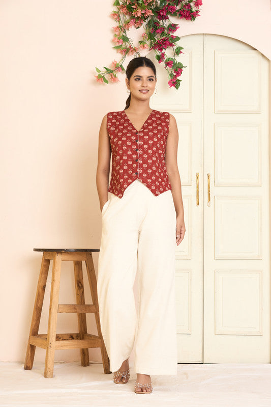 SANGAKURTI Maroon Waistcoat