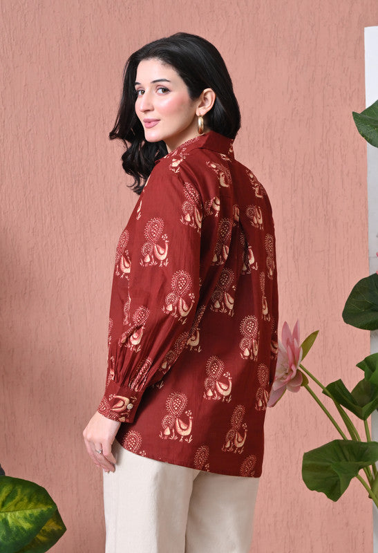 SANGAKURTI Maroon Shirts