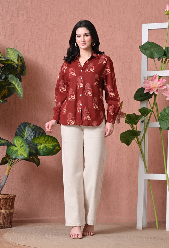 SANGAKURTI Maroon Shirts