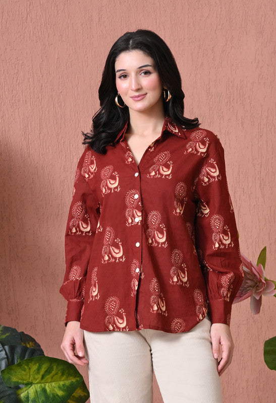 SANGAKURTI Maroon Shirts