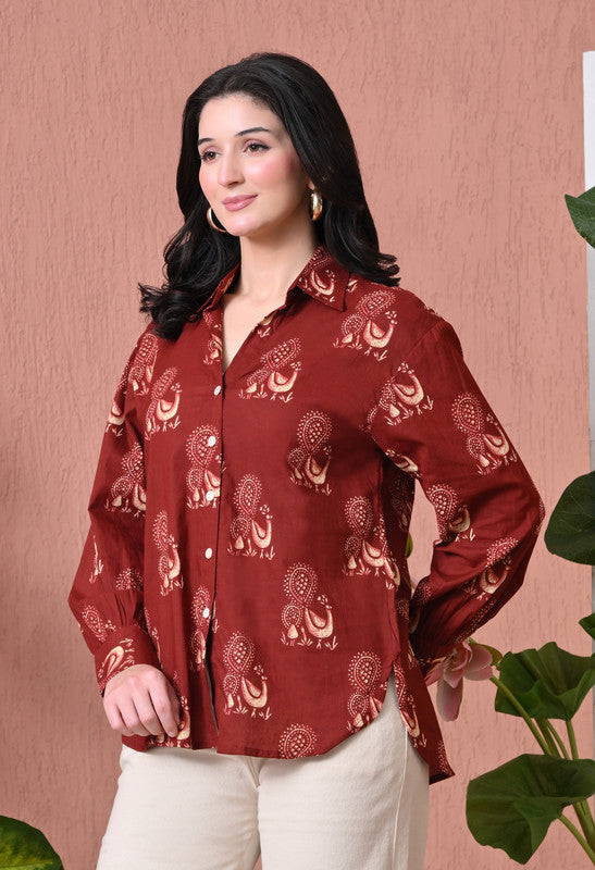 SANGAKURTI Maroon Shirts
