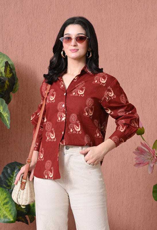 SANGAKURTI Maroon Shirts