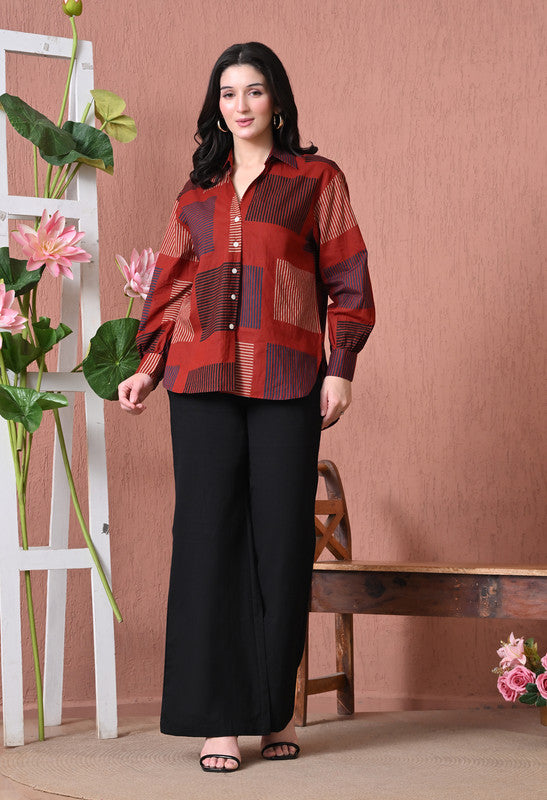 SANGAKURTI Maroon Shirts
