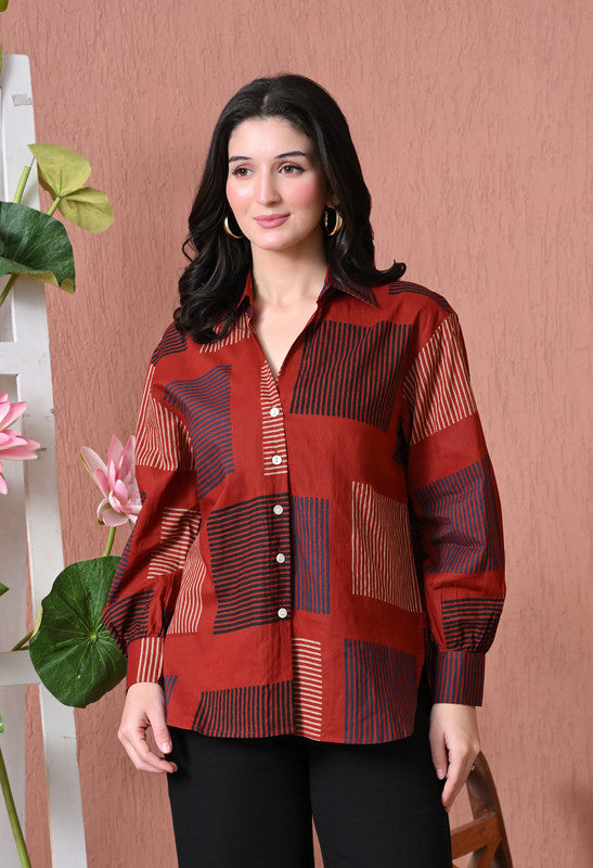 SANGAKURTI Maroon Shirts