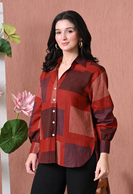 SANGAKURTI Maroon Shirts